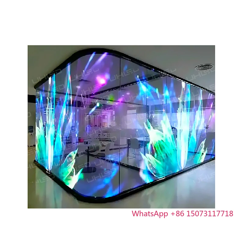 

Hot Sale P6.25 P8 P10 Indoor Transparent Flexible Led Screen Adhesive Transparent Glass Window Flexible Led Film