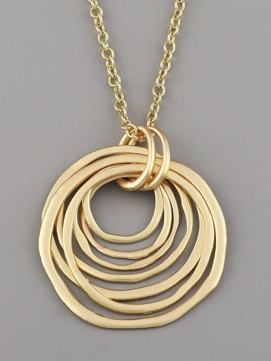 

Large Boho Open Circle Charm Pendant Chain Statement Necklace