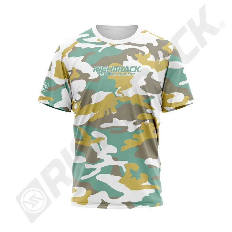 RightTrack-Camiseta de camuflaje de manga corta, ropa de pesca para correr, escalada, Camping, senderismo, malla, ropa informal