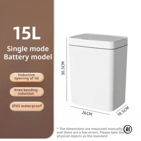 15L Smart Sensor Touchless Trash Can - Auto Open/Close Lightweight Waste Bin for Home Bathroom Office