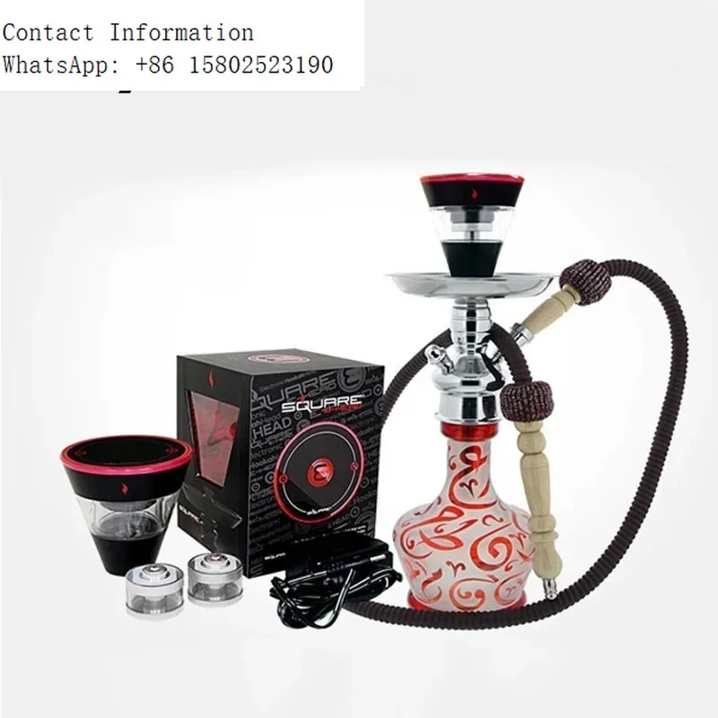 

High Quality Red/Blue/Silvery Classic Square E-head Electronic Hookah Head with Power Cable