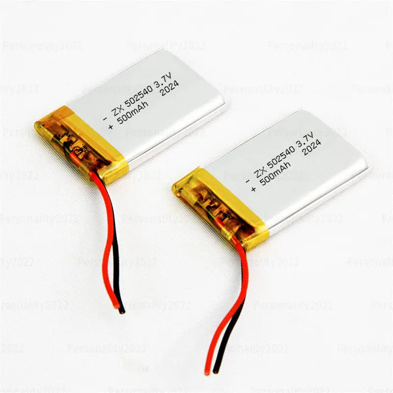 Li Po 502540 Battery 500mAh 3.7V Square Lipo Polymer Lithium Batteries for Face Slimmer Blackhead Massager Rechargeable Cell