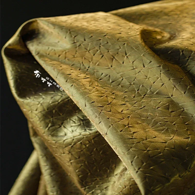 fashion  Champagne gold three-dimensional embossed pressed fabric Designer fashion Cloth for Diy Sewing by the Meter Material