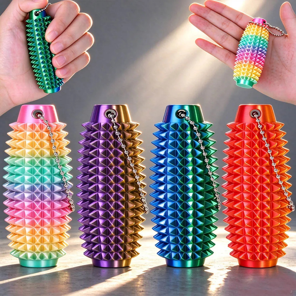 3D Printed Spikey Fidget Keychain Pain Stim Sensory Toy Tactile Massage Key Ring ADHD Anxiety Stress Relief Portable Adult Gift