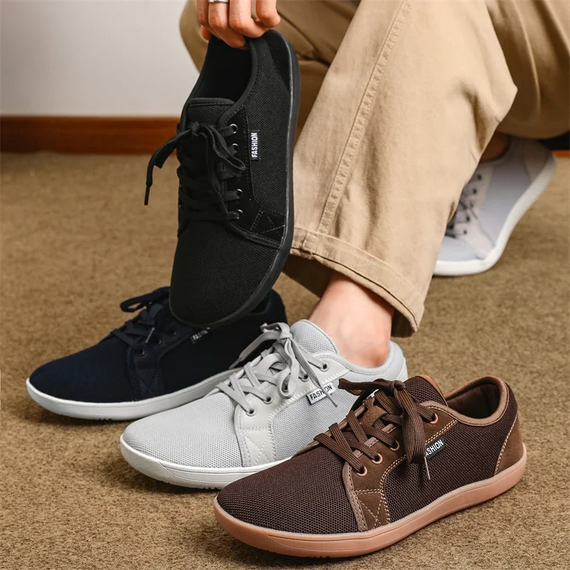 Men's Walking Boat Shoes Women's Canvas Mesh Barefoot Shoes Wide Version Minimalist Sports Shoes Classic Version Low Cut