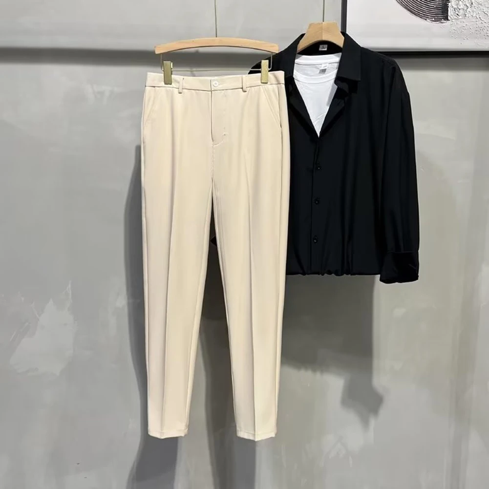Männer Smart Casual Vielseitige Gerade Drapierte Casual Anzug Hosen Business Licht Reife Hosen Elastische Sport Gerade Bein Arbeit Hose