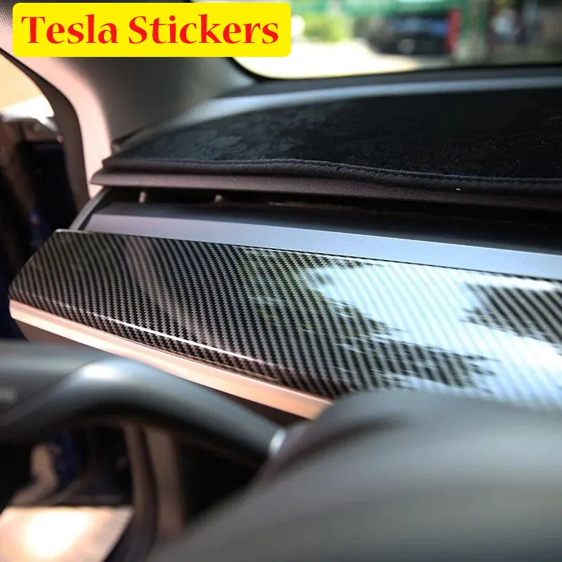 

Car Door Trim Center Console Carbon Fiber ABS Protective Stickers For Tesla Model 3 Y Dashboard Cover Decor Interior Accessories