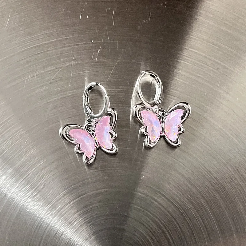 New Harajuku Vintage Goth  Pink Peach Heart Drop Earrings For Women Grunge Punk Halloween Aesthetic Y2k Fairy Jewelry