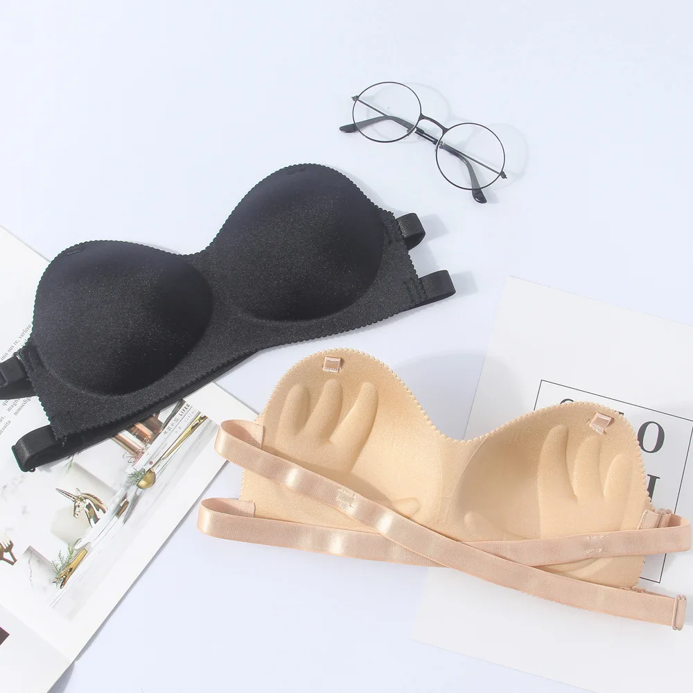 Strapless Back Beauty Bralette Push Up Lifting Anti-Slip Invisible Tube Top One Shoulder Bustier for Small Breasts
