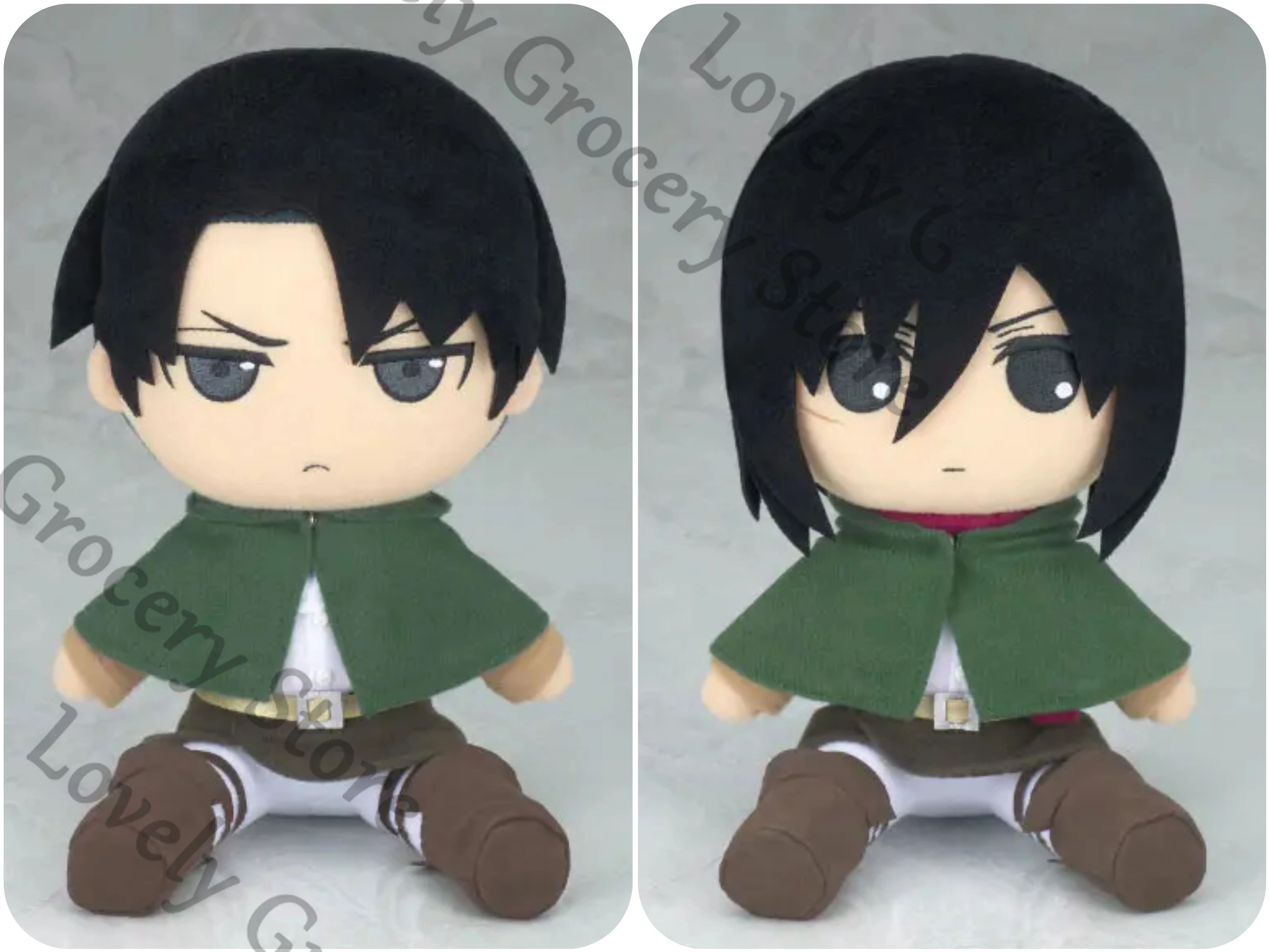 

Anime Shingeki No Kyojin Levi Ackerman Mikasa·Ackerman Attack on Titan Cosplay Cartoon Sitting Position Cushion Maumet Puppet