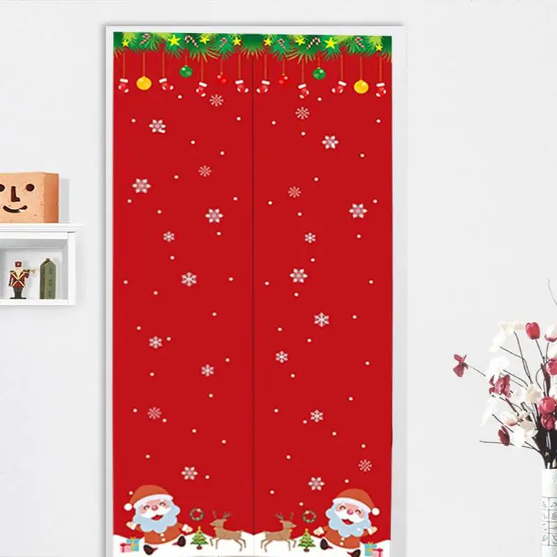 Christmas Door Curtains Sound Proof Curtains Magnetic 37x80 Inches Thicken Door Cover Blanket Screen Thermal Insulated Door