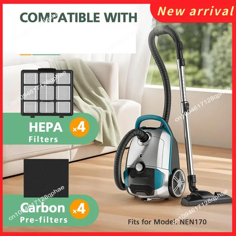 EUREKA NEN170 백리스 캐니스터 진공 청소기용 N89R 교체 필터 키트, HEPA 필터 및 입구 플라이터 스폰지 필터 포함