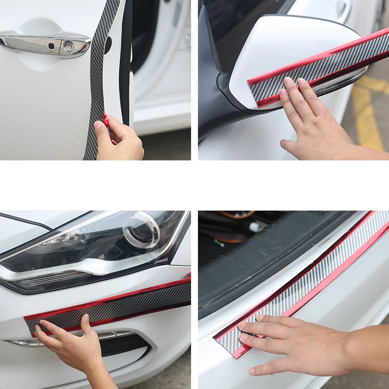 Car Sticker Car Door Sill Protector Stickers Anti Scratch Strip Carbon Fiber Car Threshold Protection Bumper Film Sticker