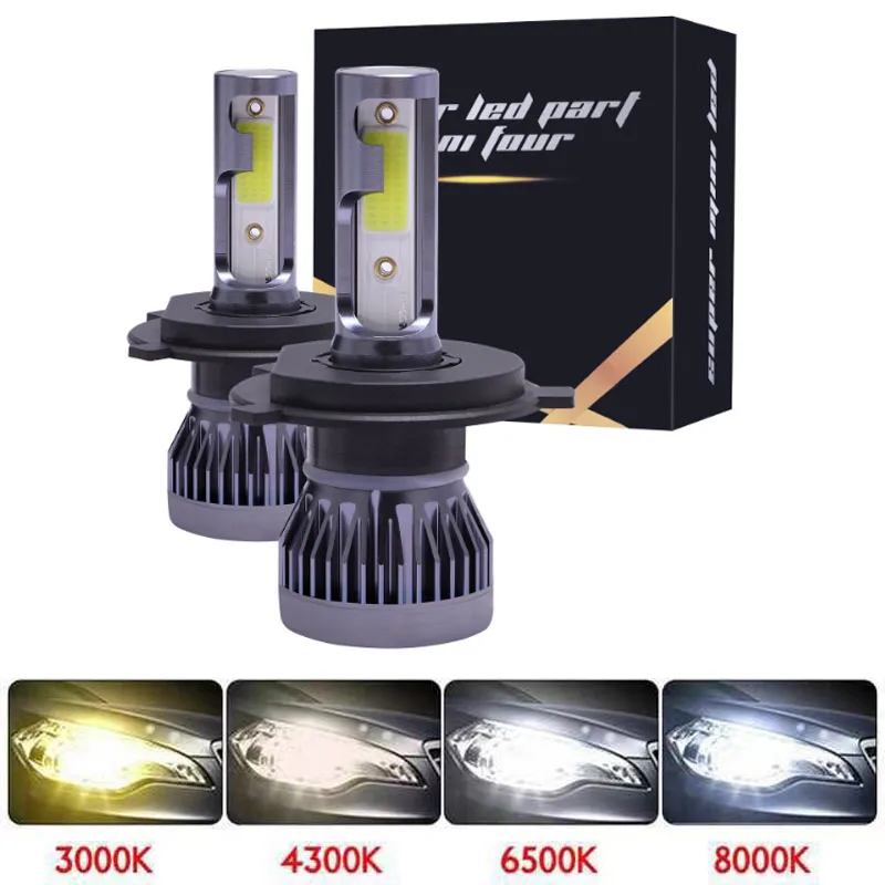 2 pçs mini h4 h7 lâmpada led farol do carro lampada h1 h3 h8 h11 led 9005 hb3 9006 hb4 20000lm 6000k branco auto luzes de nevoeiro farol