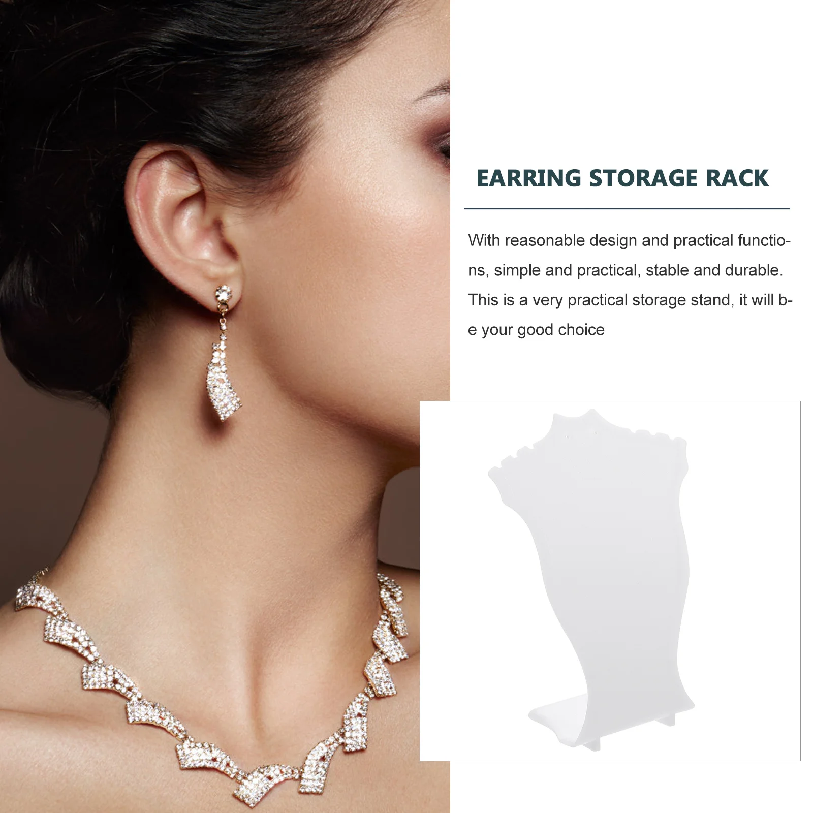 حامل تخزين القلادة، حامل عرض المجوهرات، قاعدة بلاستيكية ثابتة عملية للاستخدام في متجر المنزل، رف تخزين القرط