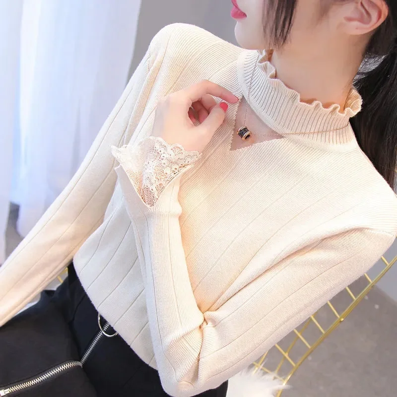 2023 Basic Turtleneck Women Sweater Pullover Knitted Long Sleeve Vintage Autumn Winter Slim Black Knit Sweaters Pull Femme Hiver