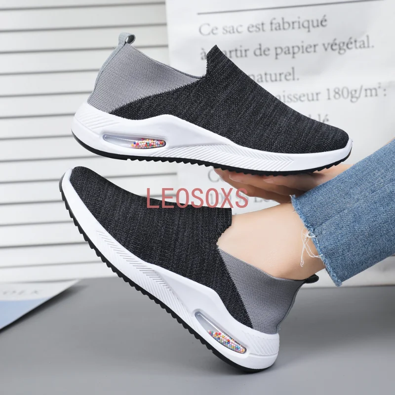 2023 New Women's Vulcanize Shoes Breathable Mesh Slip on Women Sneakers Light Ladies Sports Shoes Platform Casual Shoes Tenis