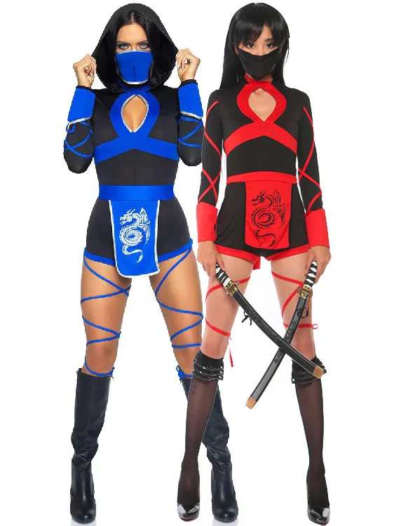

SXXL Women's Samurai Costume Dragon Ninja Uniform Halloween Outfit Female Version Traditional Chinese Ethnic Stage Costume
