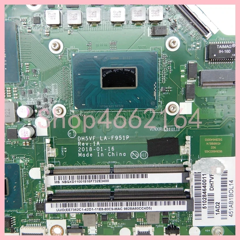 Imagem -03 - Placa-mãe Portátil para Acer Nitro i5 I77th 8ª Cpu Gtx1050 Gpu An51552 An515-53 Notebook Mainboard La-f951p