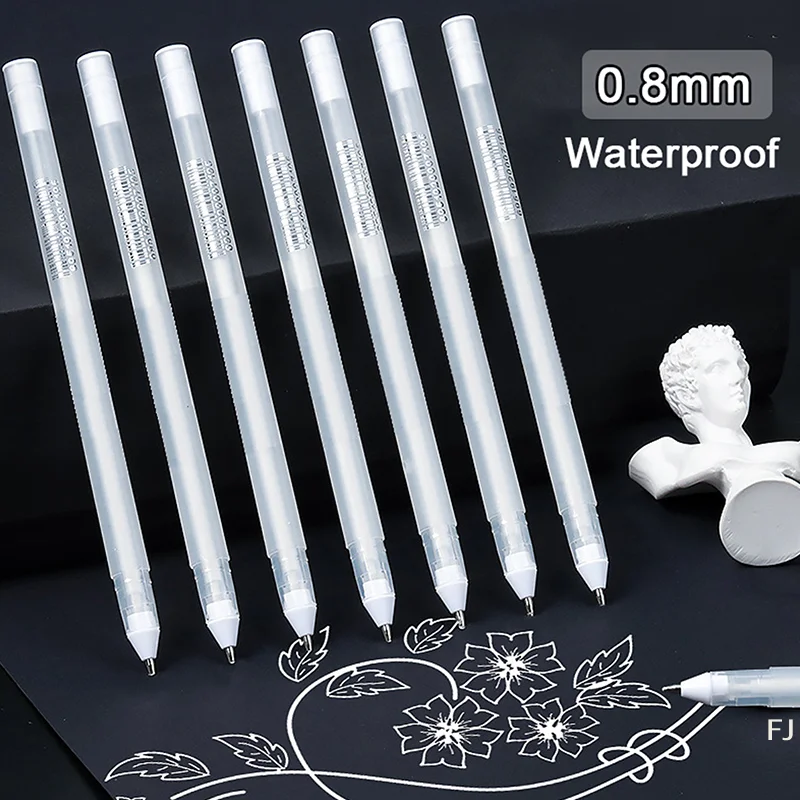 [YU]1/3Pcs 0.8mm Oily White Marker Pen Graffiti Pens Waterproof Permanent Gel Pencil Tire Painting Notebook Environmental Pen