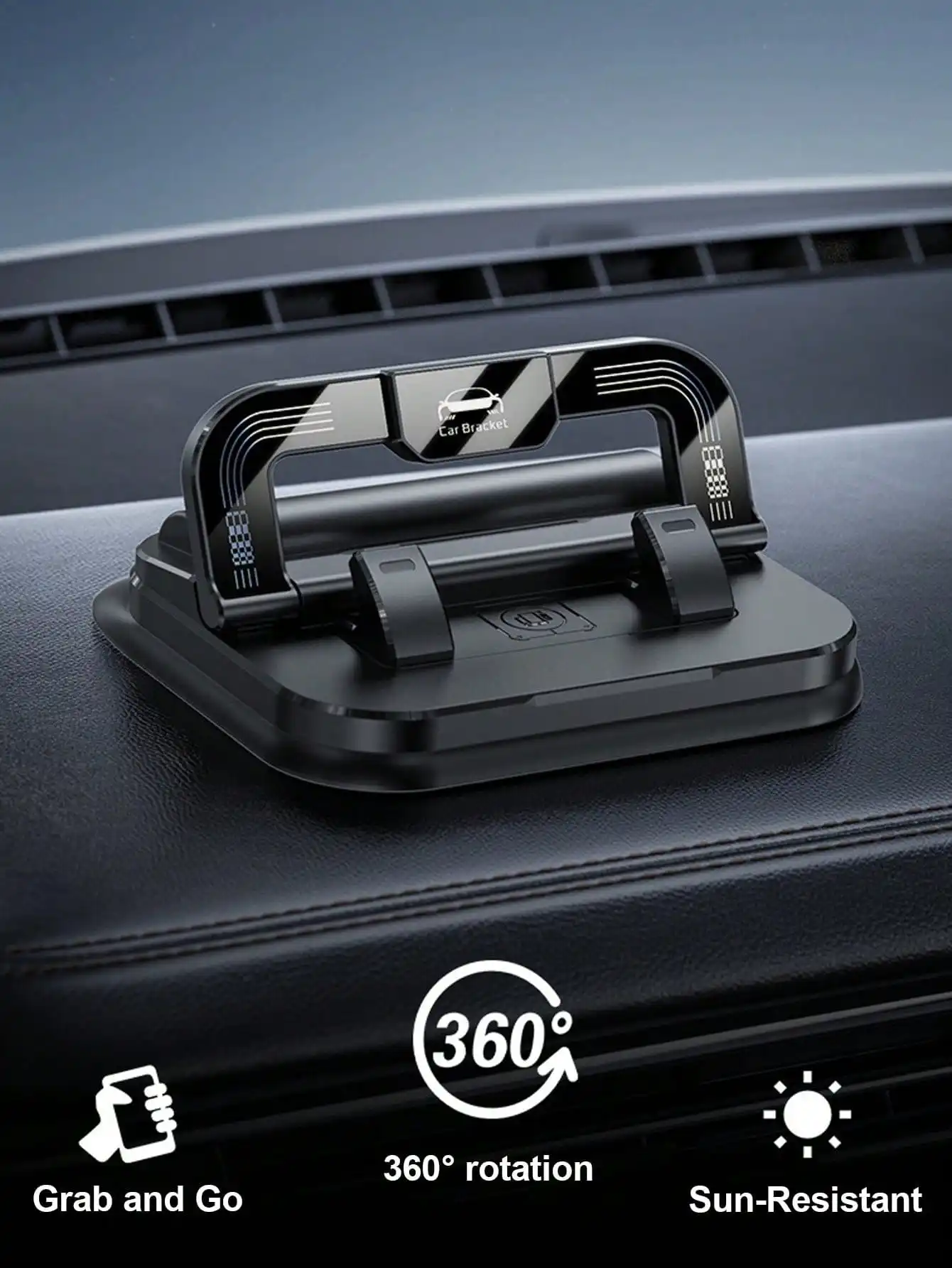 2-in-1-Auto-Handyhalterung und Parkplattenhalter – Klebeinstallation, 360 °   Rotation, Anti-Shake & Stabil, Faltbares Design