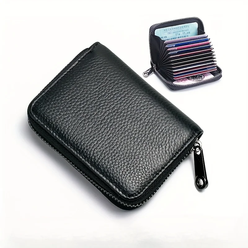 Desain tahan lama 1 buah, dompet pria dengan ritsleting - tempat kartu ringkas dan kantong koin, kotak penyimpanan penting untuk perjalanan yang aman