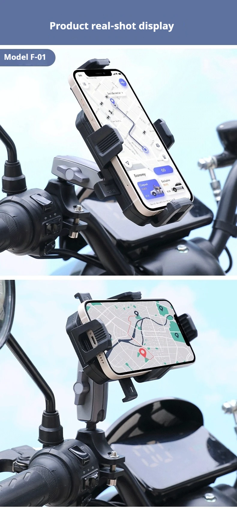 ZEKA Handyhalterung Fahrrad Motorrad Universelle stoßfeste Halterung für iPhone Xiaomi Samsung für 4,7-7 Zoll GSM Houder Fiets – Detail 14