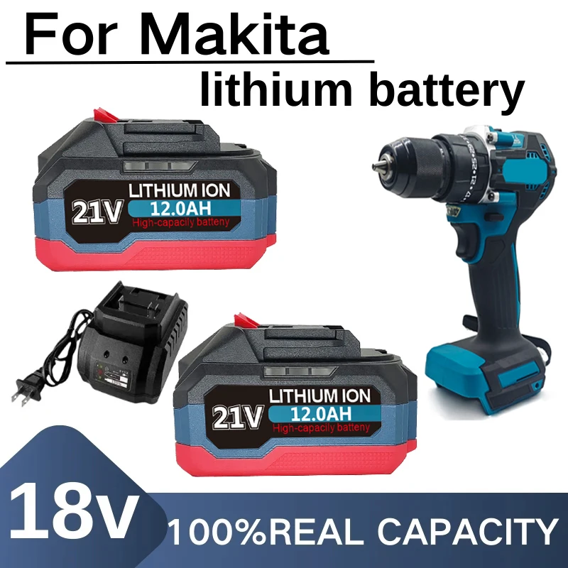 

Аккумулятор 21В 6.0Ач 12.0Ач для электроинструментов Makita 18В, литий-ионный, замена LXT BL1850 BL1860 DDF487 для шуруповерта 18В с BMS