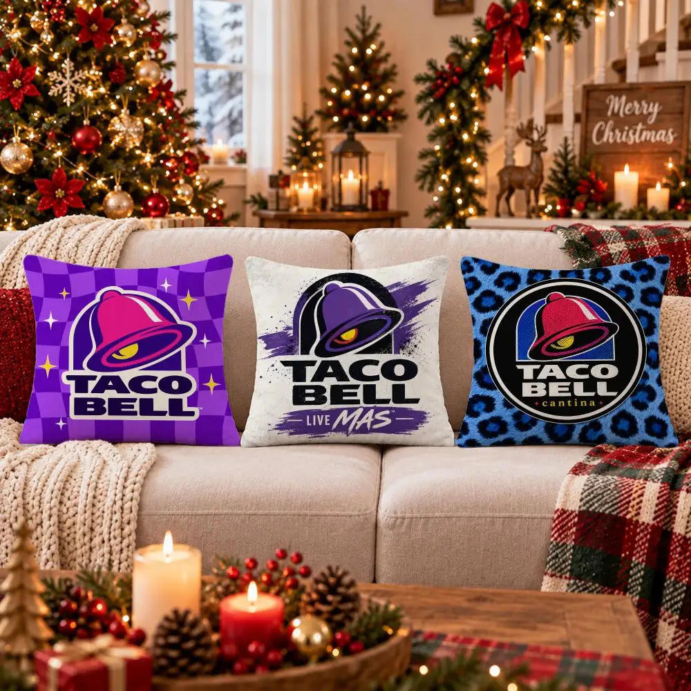Taco Bell Cushion Cover Cushion Cover Soft Plush Cushion Covers Fluffy Throw Pillow Cases for Sofa Bedroom