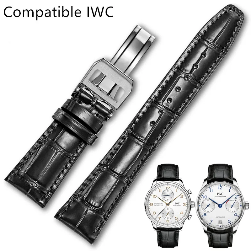 Leather Watch Band Compatible for IWC Replacement Straps Classic Alligator Texture