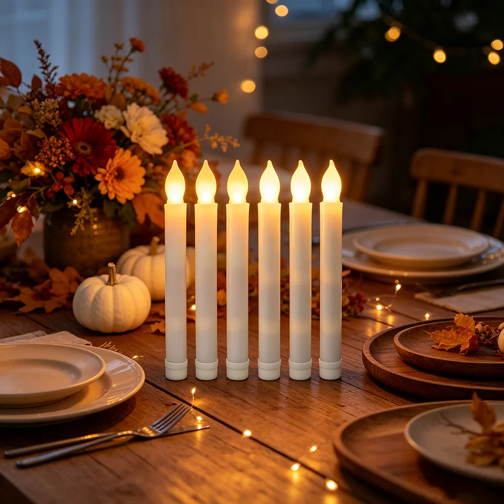 Flameless Flashing Candles Lights, LED Taper Candle Lights Battery Operated Window Candles LED Taper Handheld Candlesticks Ideal