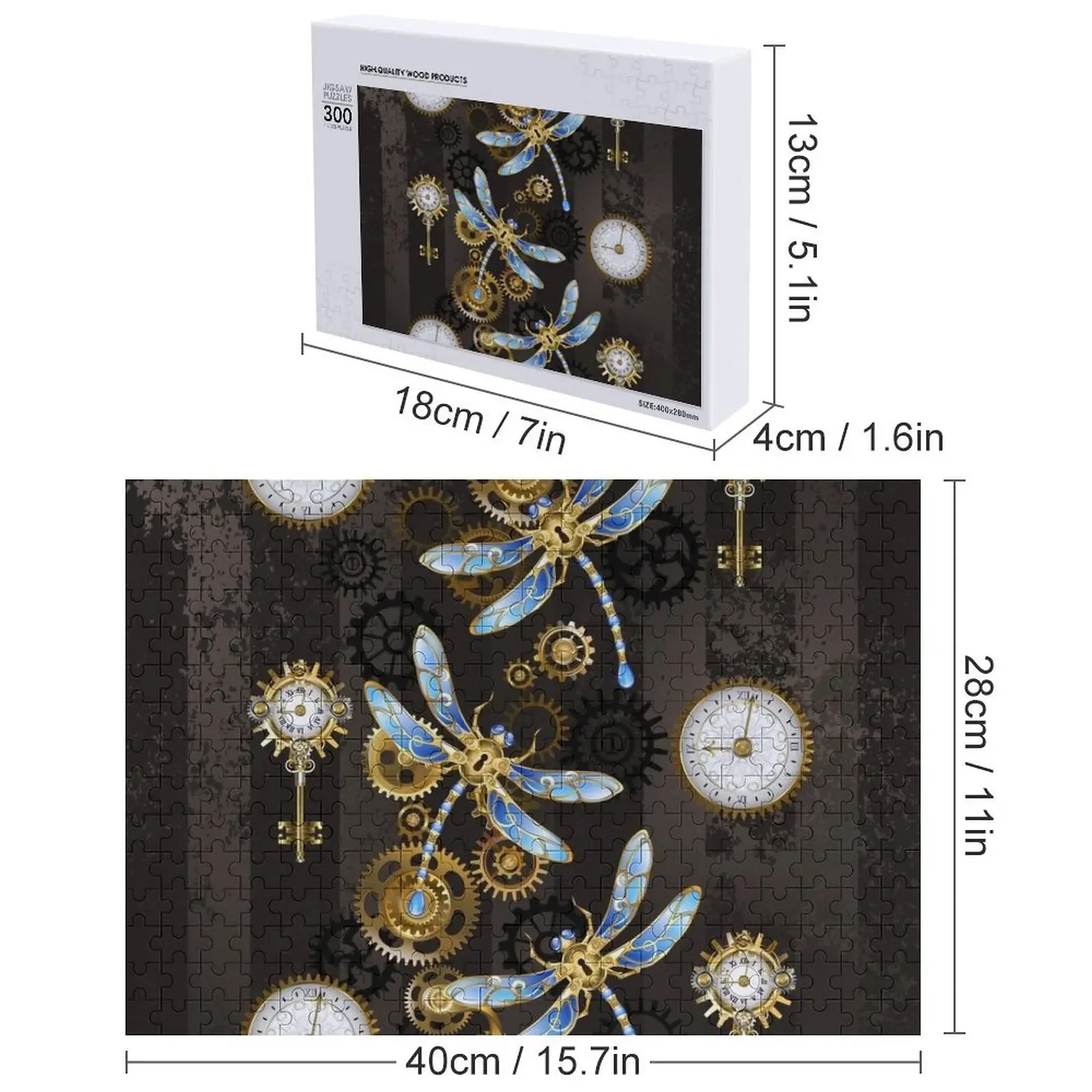 Libélulas steampunk em fundo grunge quebra-cabeça foto personalizada presentes de natal bebê quebra-cabeça animal de madeira