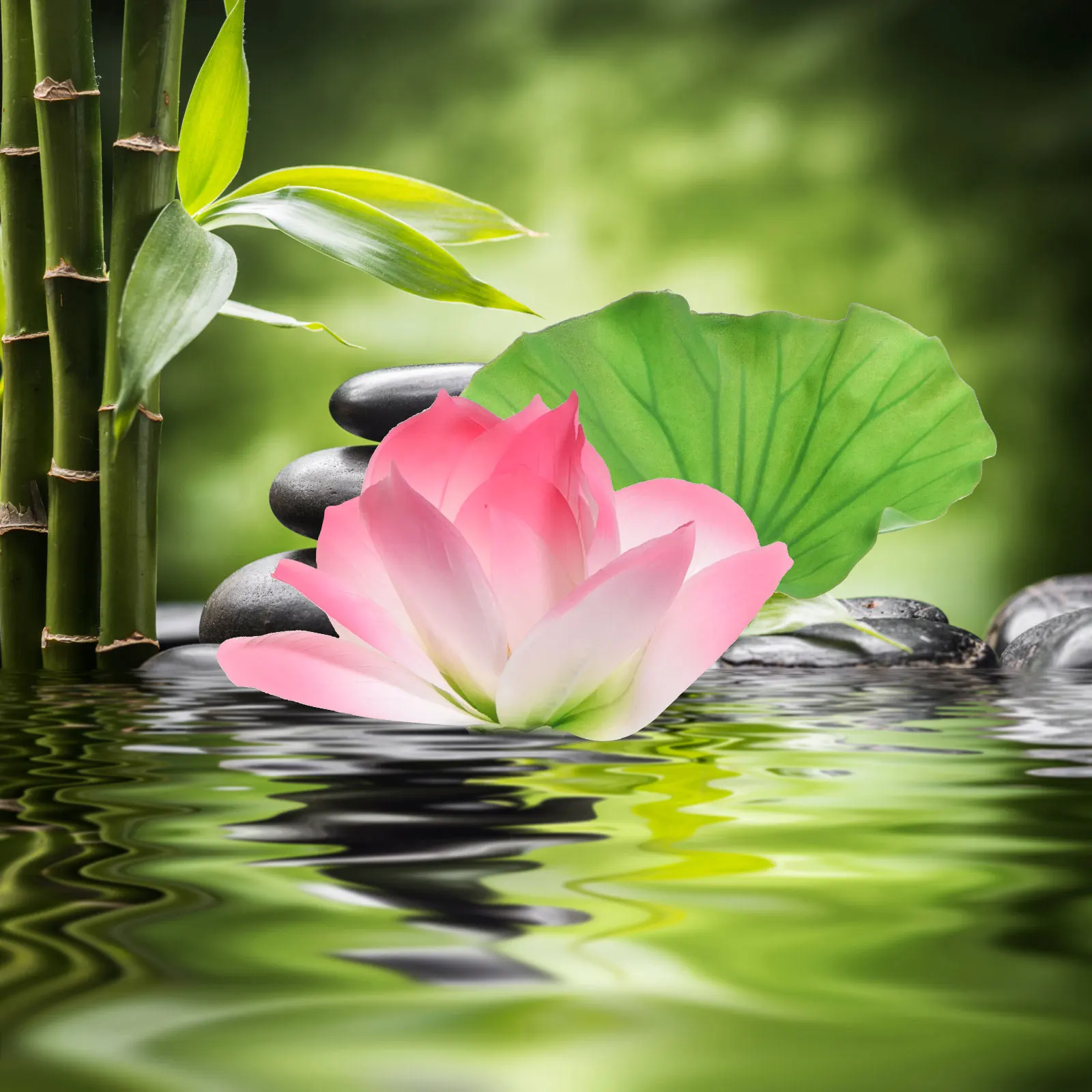 

1 set Decor Artificial Water Lily Home Garden Pond Aquarium Fake Lotus Stems Simulation Flower Plastic Leaf Ornament Outdoor