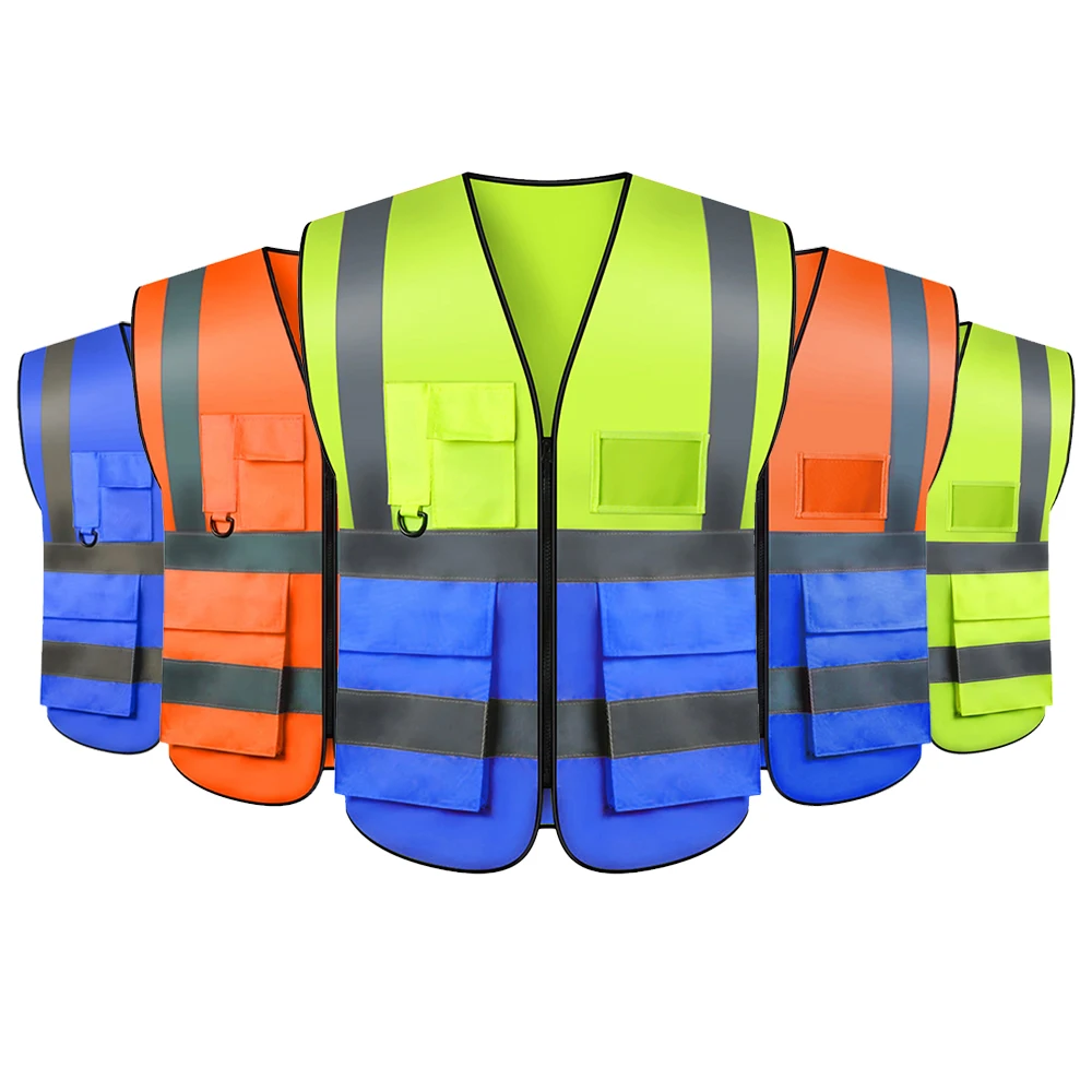 

S-5XL Custom Logo Safety Vest Construction Man Working Clothes High Visibility Safety Jacket Uniform Workwear