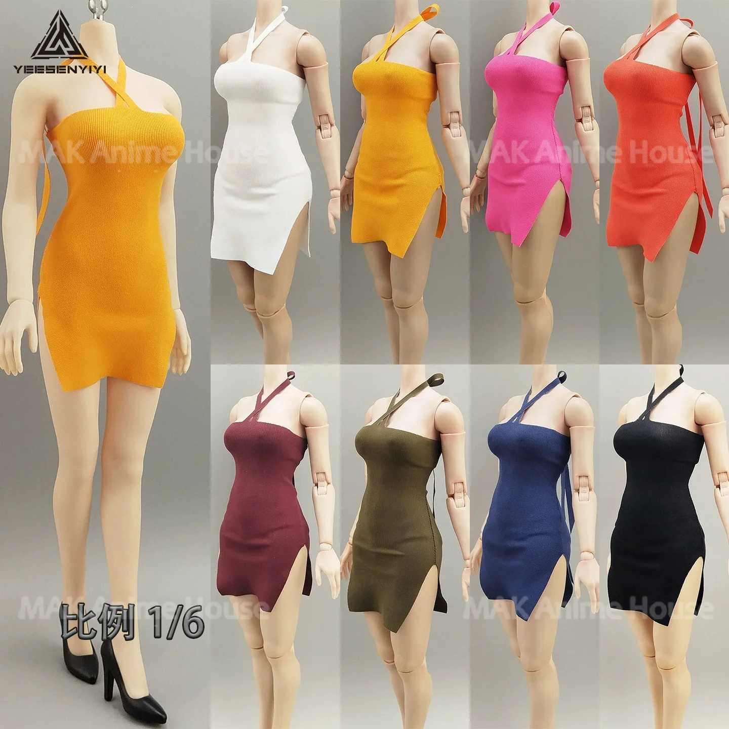 1/6 مقياس مرونة الإناث ضيق ملزمة تنورة قصيرة تشيباو الملابس نموذج ل 12 ''أنثى عمل الشكل الجندي الجسم الدمى