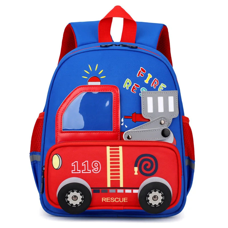 3-6 Year toddler backpack The babys shoulders preschool backpack Childrensfavorite fire truck cartoon style toddler backpack boy