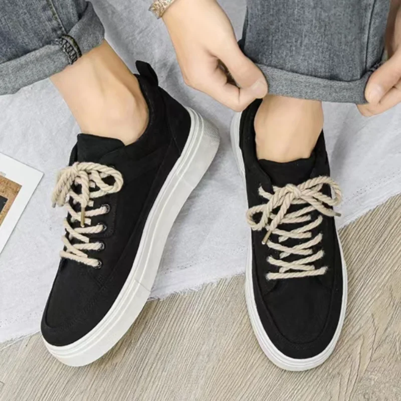 

Free Shipping Men Shoes Black Vulcanized Sneakers Boys Cheap Flat Comfortable Shoe for Men Spring and Summer 2023 Mans Sneakers