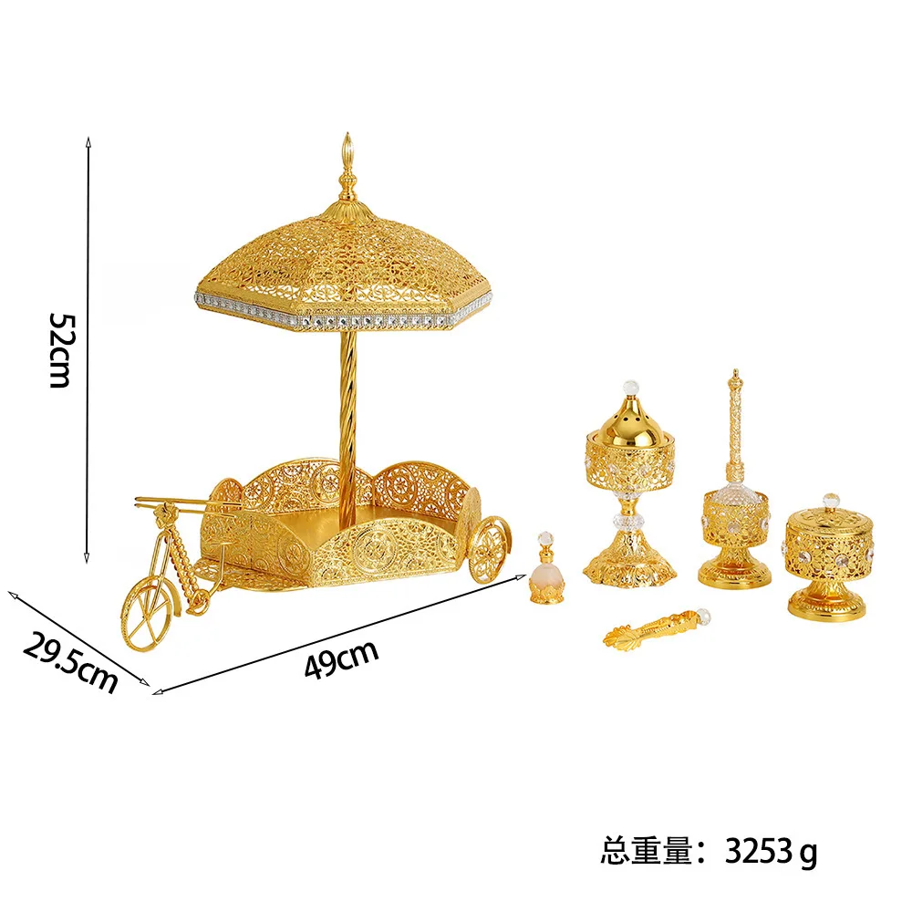 Bicycle with umbrella tray incense burner six-piece set, home ornament incense burner set, incense burner