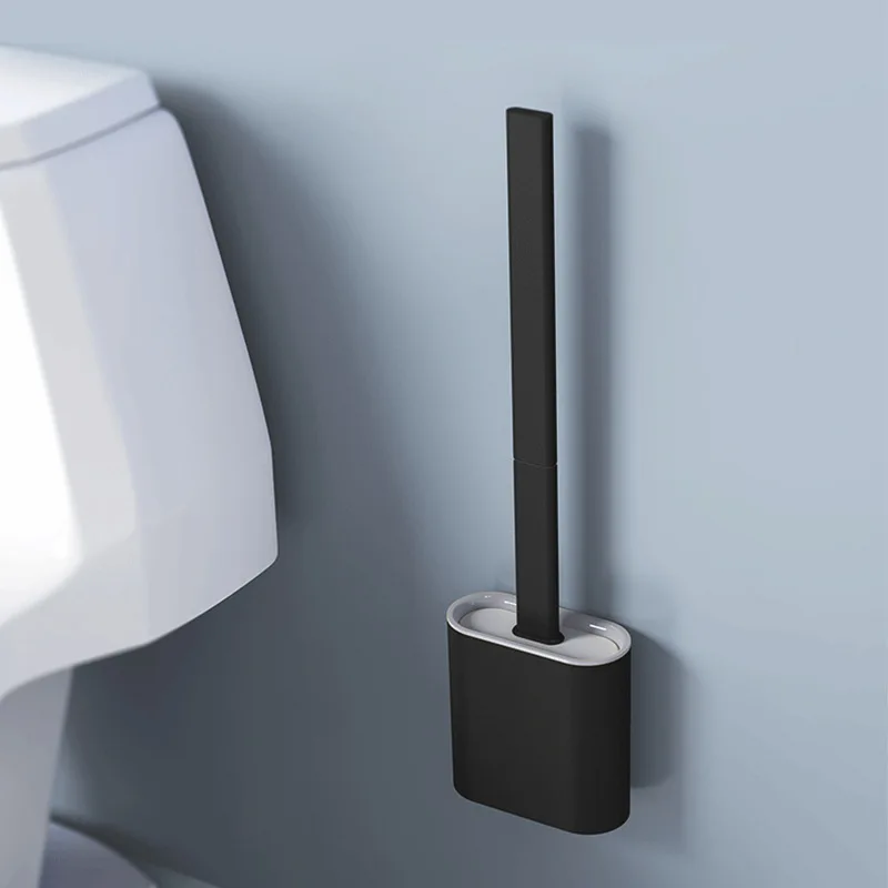 Scopino per Wc in Silicone con supporto accessori per Wc a parete Set di spazzole con setole morbide strumento per la pulizia del bagno