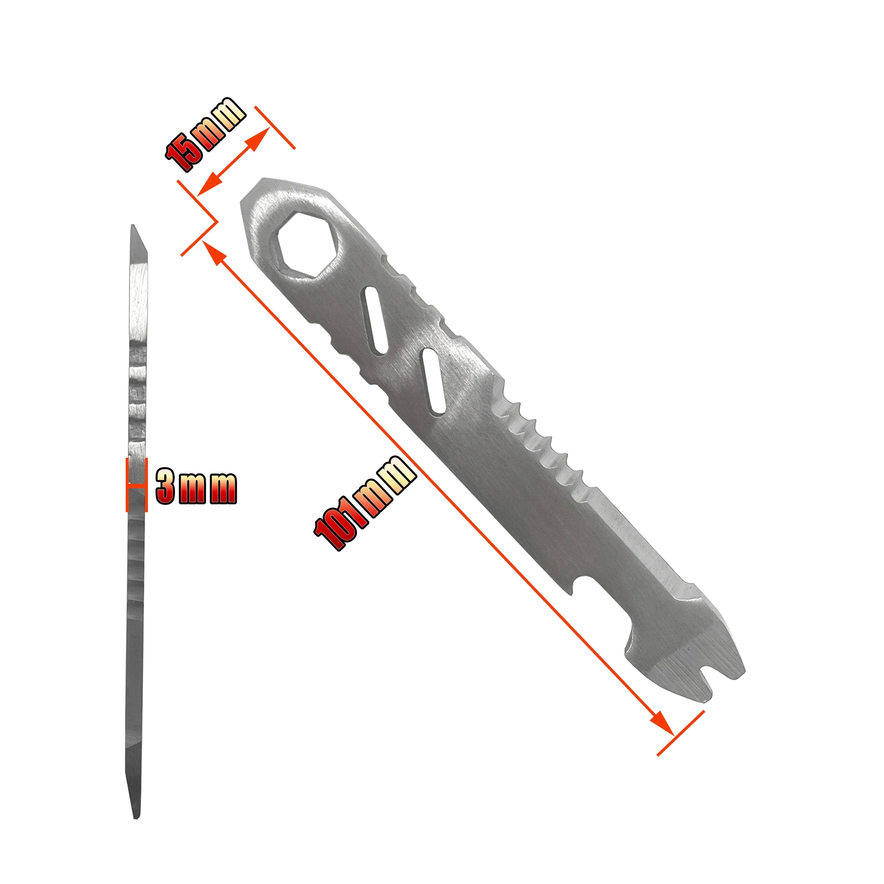 Mini Stainless Steel Crowbar, Multi-function Allen Wrench Magnesium Rod Scraper, Bottle Opener Portable Outdoor Camping Tool image 6