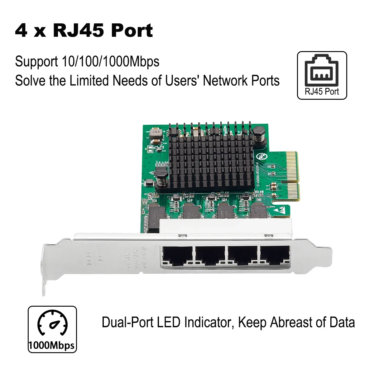 IOCREST PCIe x4 4-портовая сетевая карта Gigabit Ethernet 10/100/1000 Мбит/с четырехканальная сетевая карта Realtek 8111H чипы для сервера ПК