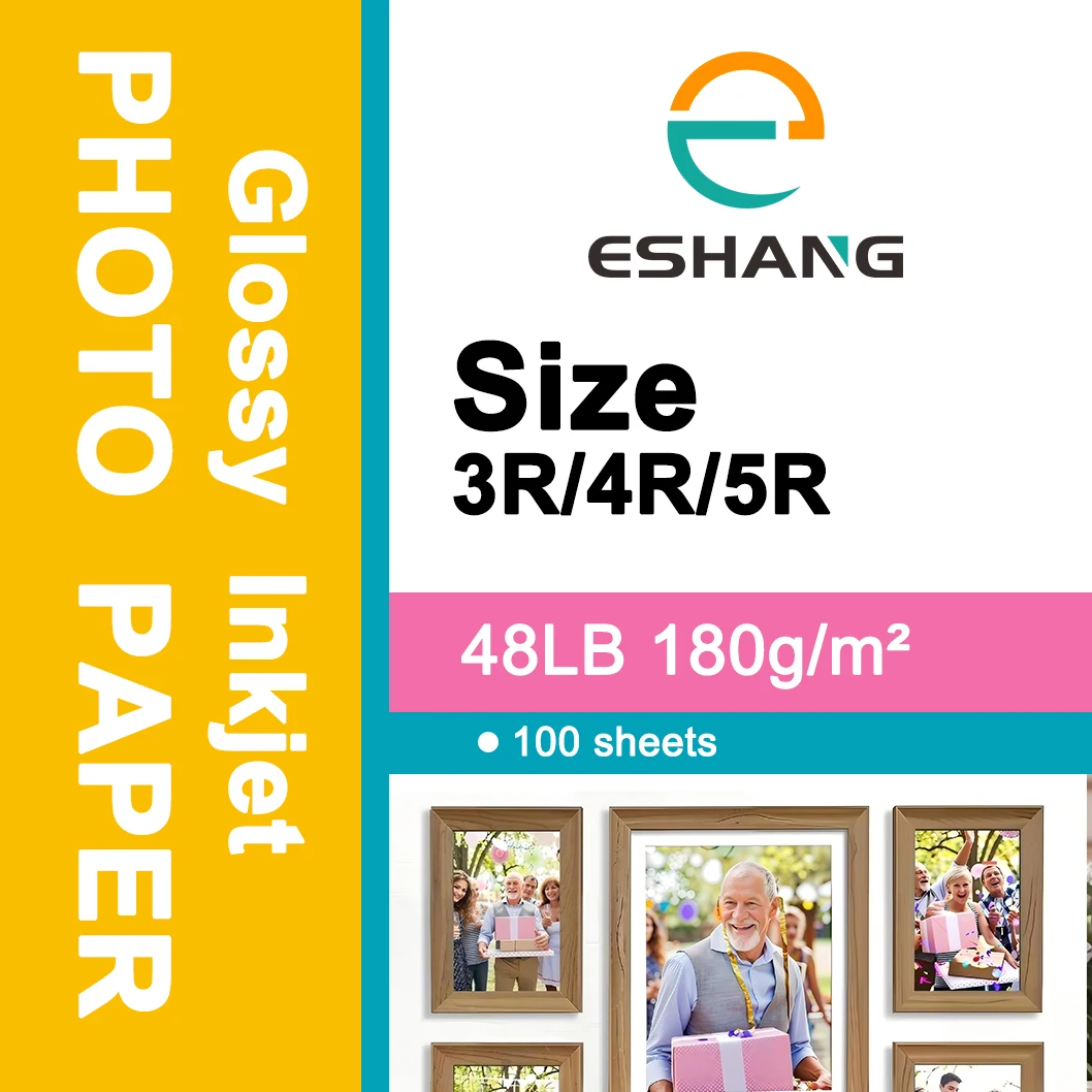 Glossy Inkjet Photo Paper, 48LB/180gsm, 3R/4R/5R Size(5/6/7 inches)