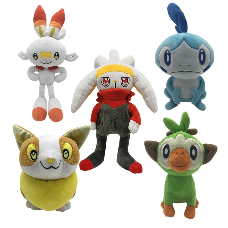 

20-38cm Pokemon Sword Shield Plush Stuffed Toys Scorbunny Sobble Grookey Yamper Cartoon Anime Figure Cute Doll Kid Birthday Gift