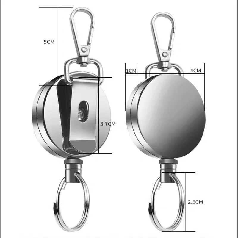 Telescopic Buckle Outdoor Steel Wire Rope Puller Metal Anti Loss And Theft Keychain