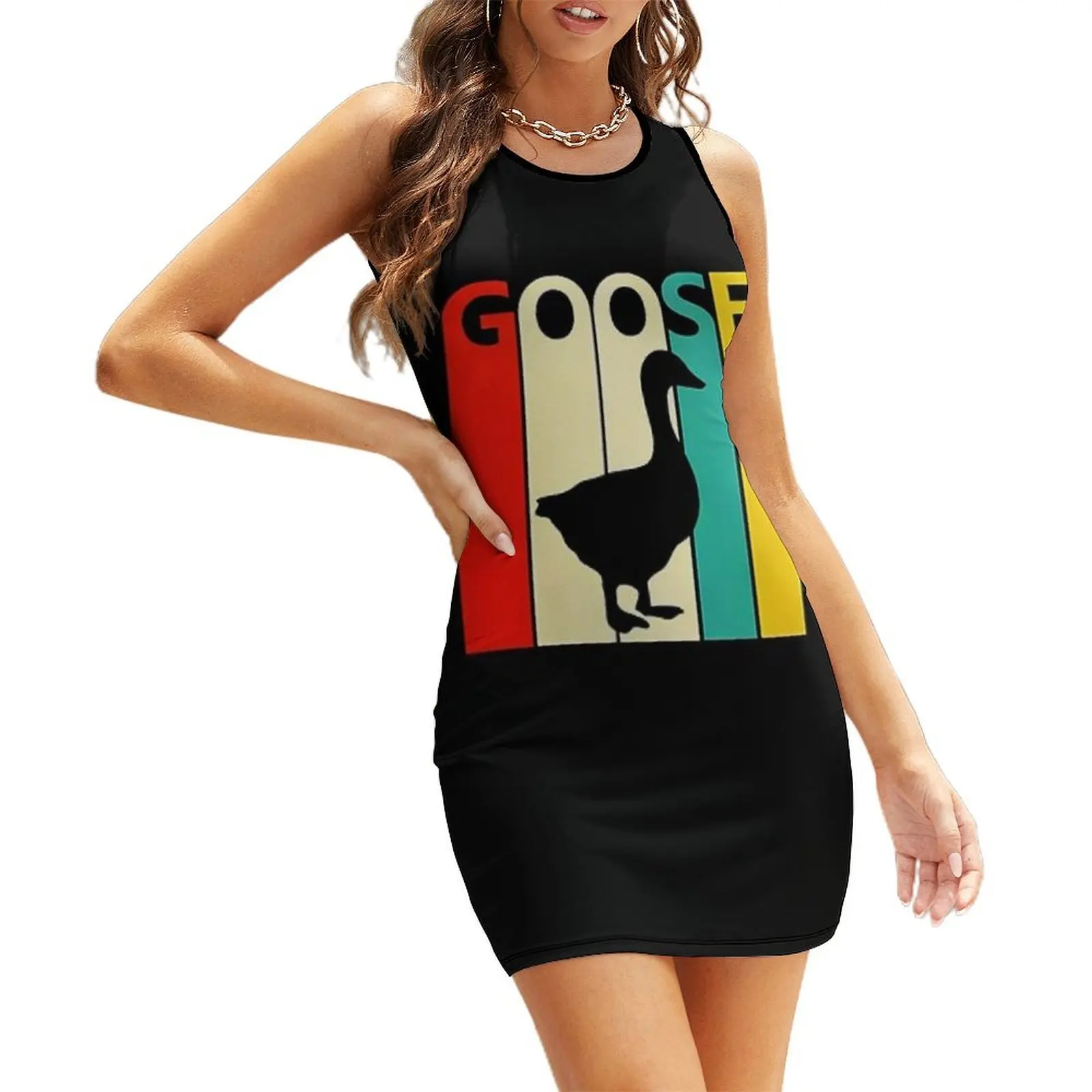 Oie animal t-shirt sans manches robe d'été robes dames 2025 robe d'été pour les femmes robe de plage femmes été 2025