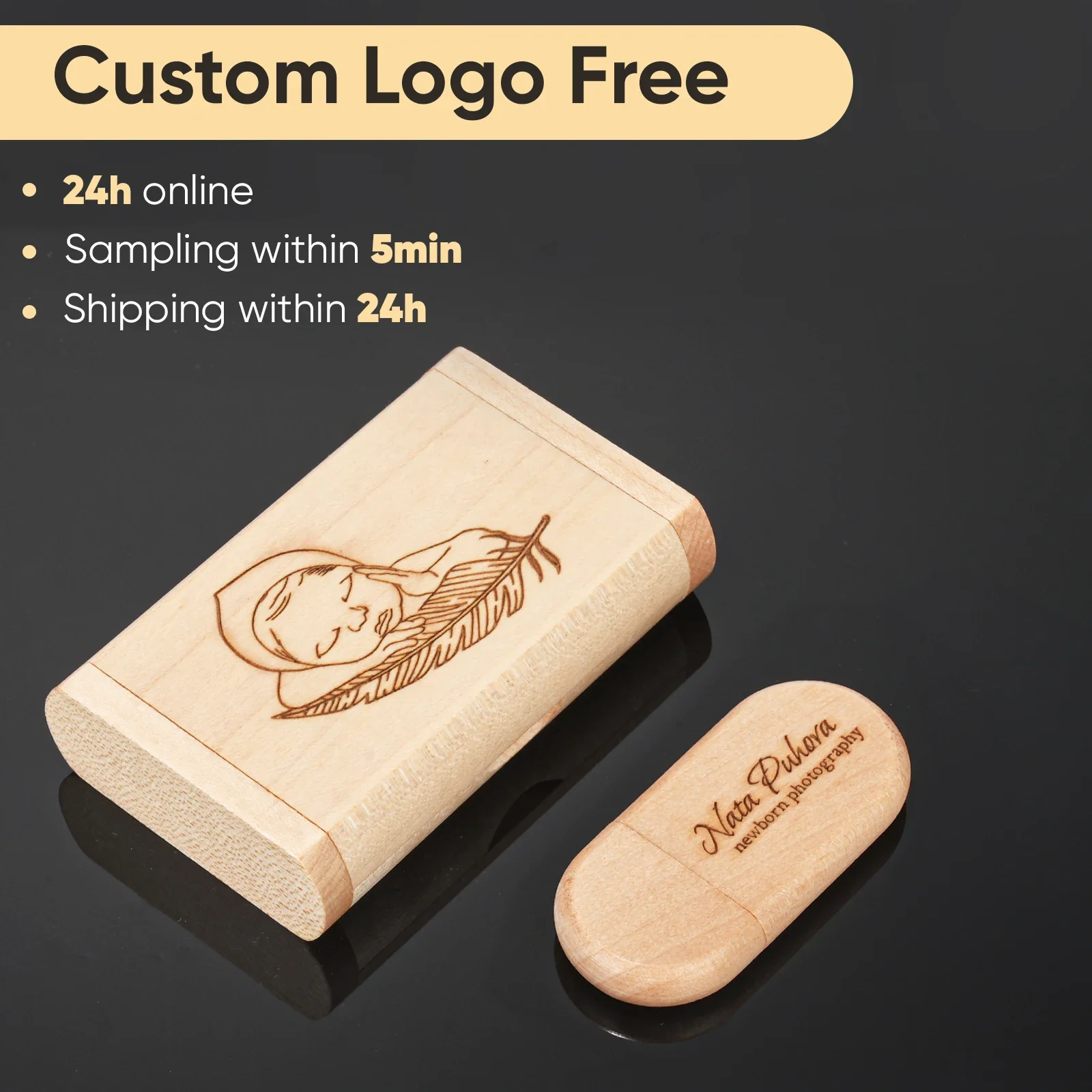 10PCS LOT Wooden Box+USB Flash Drive 128GB Free Custom Logo Pen Drive 64GB High Speed Usb Memory 32GB 16GB Creative Wedding Gift