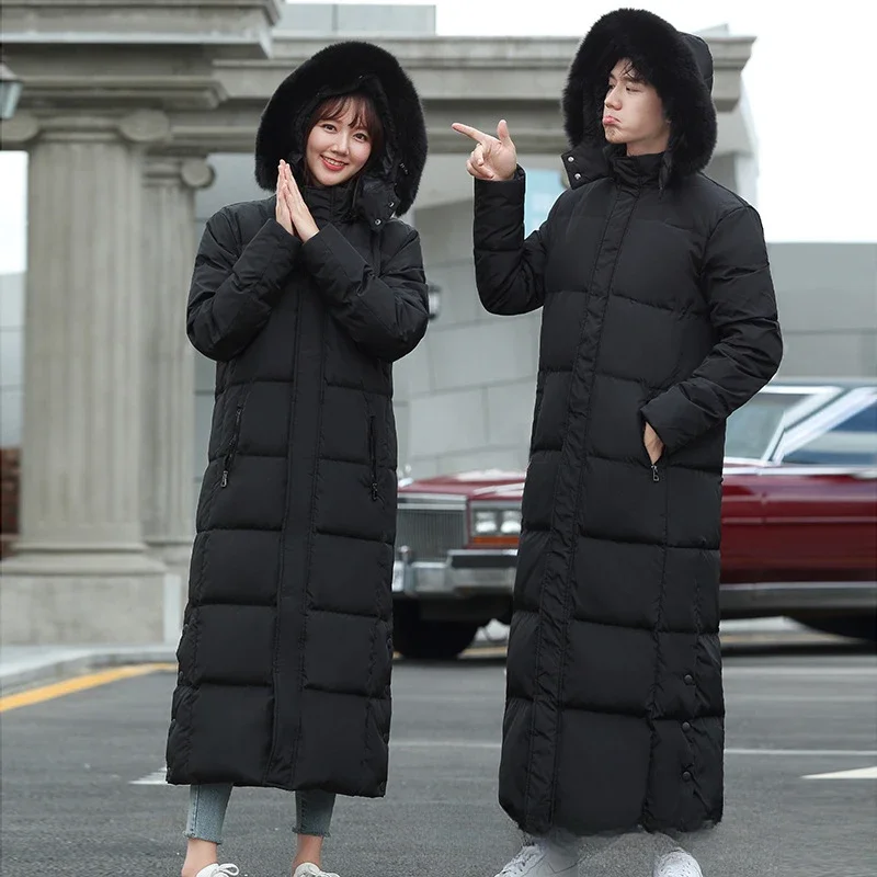 2023 Winter White Duck Down Jacket for Men and Women Extra Long Ankle Length New Black Thickened Couple's Down Jackets Chaquetas