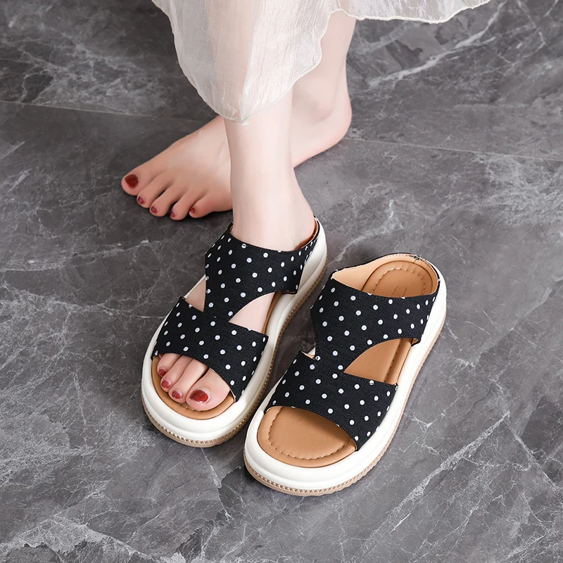 

Portable Flat Slides Elastic Support Sole Ventilated Design Multi-scene Use for Home Rest and Short Outdoor Walks