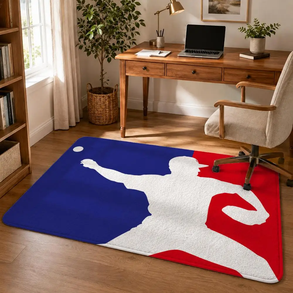 Sports Badge Artwork Floor Mat Soft Flannel Rug Non Slip Washable Quick Dry Door Mat for Bathroom Kitchen Bedroom Home