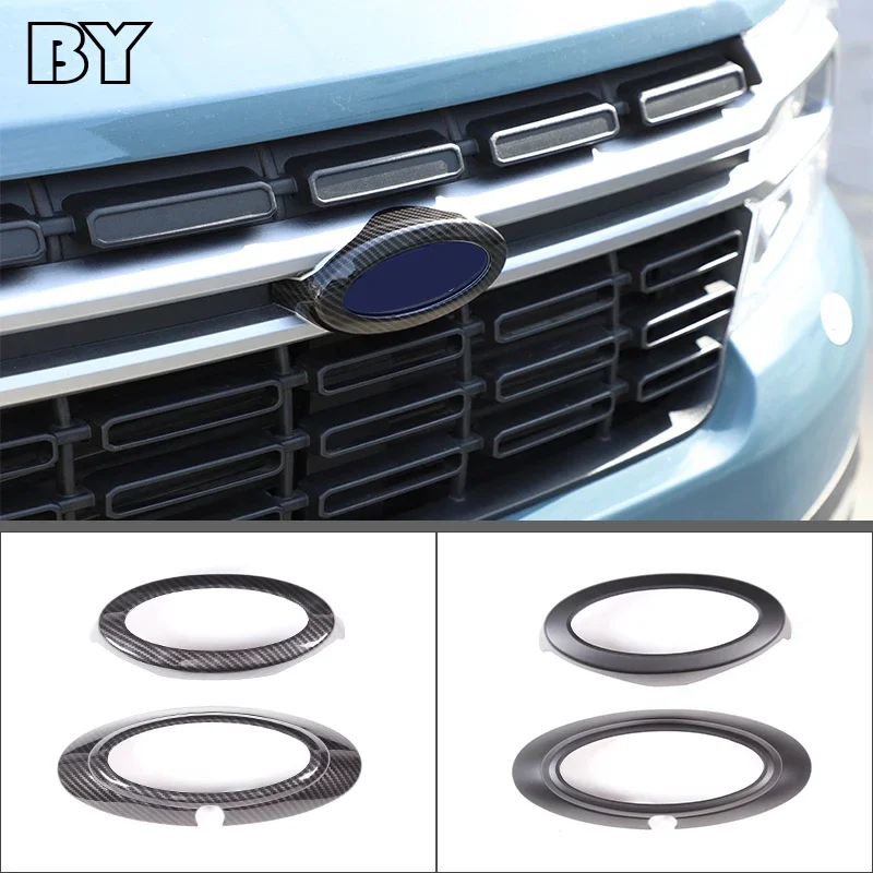 

2Pcs Car Front And Rear Car Logo Decorative Ring For Ford Maverick 2022 Stickers Matte Black/Carbon Fiber Badge Exterior Parts